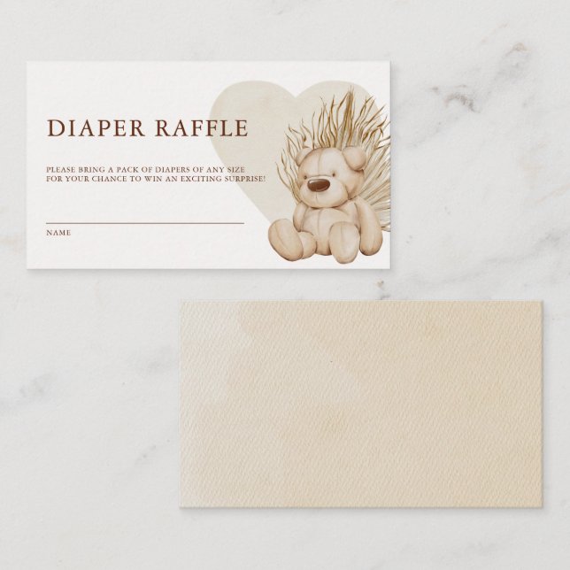 Carte D'accompagnement Boho Nursery Chic Baby shower Diaper Raffle (Devant / Derrière)
