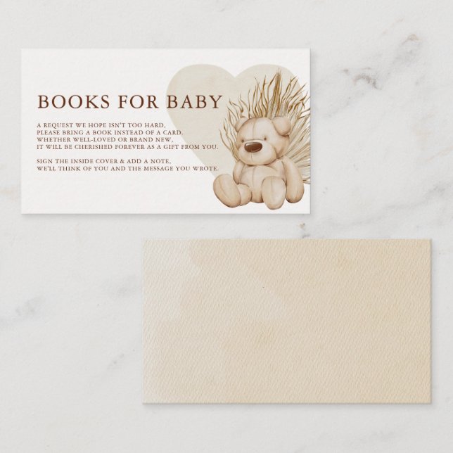 Carte D'accompagnement Boho Nursery Chic Baby shower Livres pour bébé (Devant / Derrière)