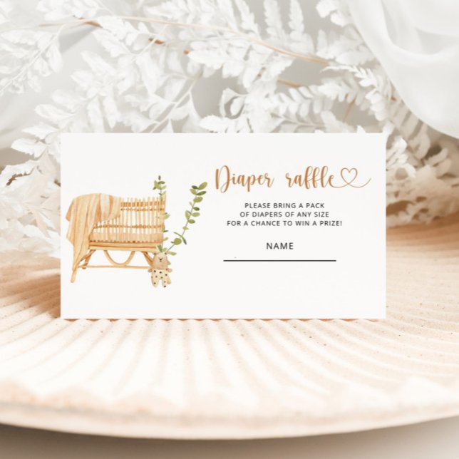 Carte D'accompagnement Boho nursery sexe neutre diaper billet de tombola (Créateur téléchargé)