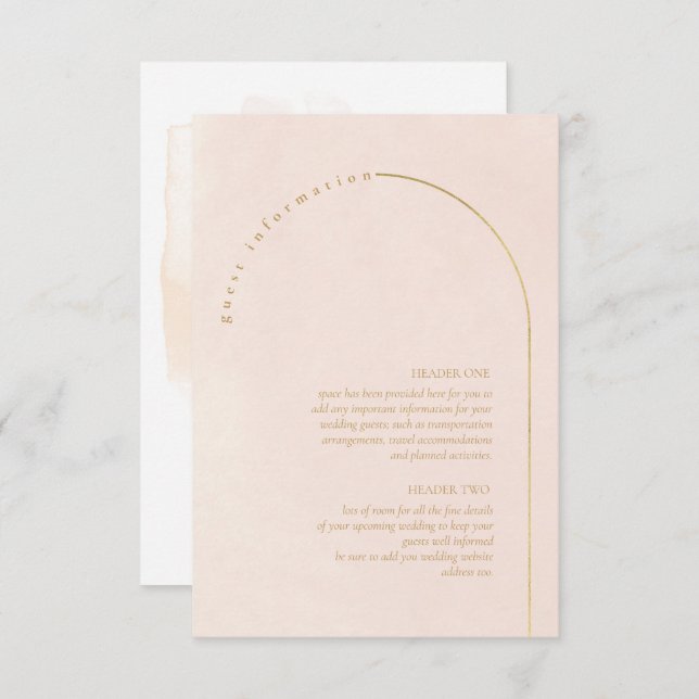 Carte D'accompagnement Boho Oasis Mariage Détails Blush ID959 (Devant / Derrière)