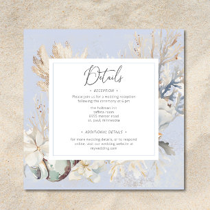 Carte D'accompagnement Boho Ocean Dusty Blue Sur la plage Mariage