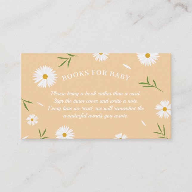 Carte D'accompagnement Boho Orange Daisies Baby shower Livres Pour Bébé (Devant)