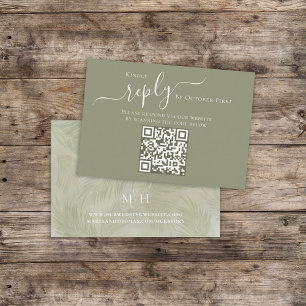 Carte D'accompagnement Boho Palm Feuille Botanage Foliage QR Code RSVP