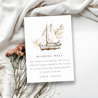 Carte D'accompagnement Boho Palm Voilier Seasboat Mariage Wishing well