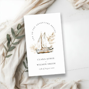 Carte D'accompagnement Boho Palm Voilier Seascape Mariage Website
