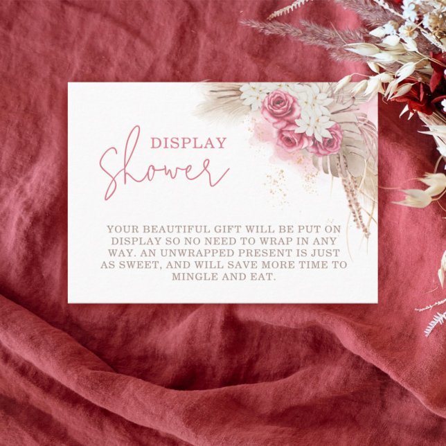 Carte D'accompagnement Boho Pampas Baby shower en laiton avec douche (Créateur téléchargé)