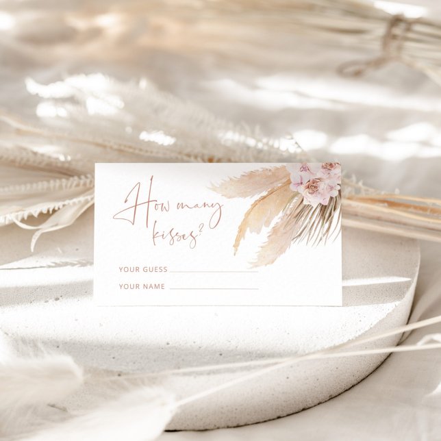 Carte D'accompagnement Boho pampas gazon devinez combien de baisers (Créateur téléchargé)