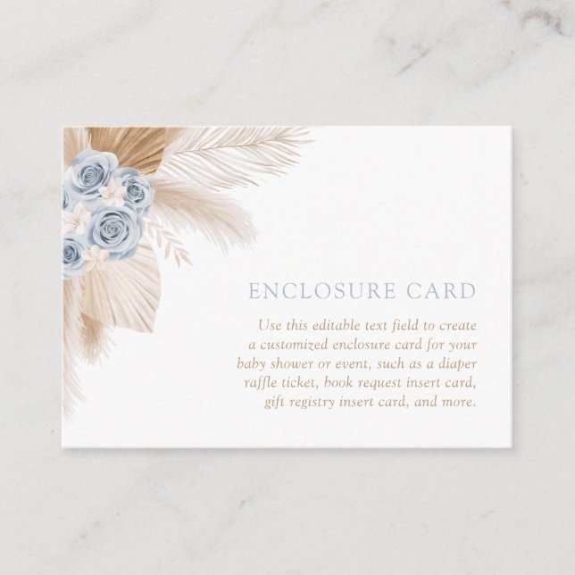 Carte D'accompagnement Boho Pampas Grass Baby shower Boîtier personnalisé (Devant)