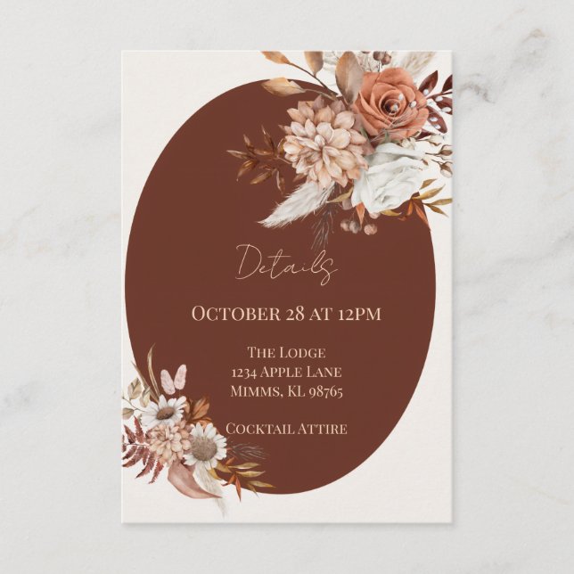 Carte D'accompagnement Boho Pampas Grass Details Card – Neutral Event (Devant)