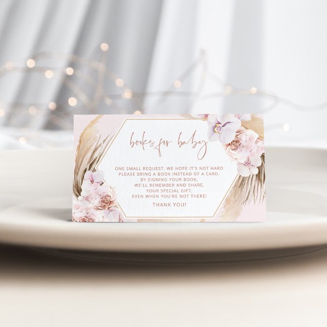 Carte D'accompagnement Boho pampas livres d'herbe pour bébé billet (Créateur téléchargé)