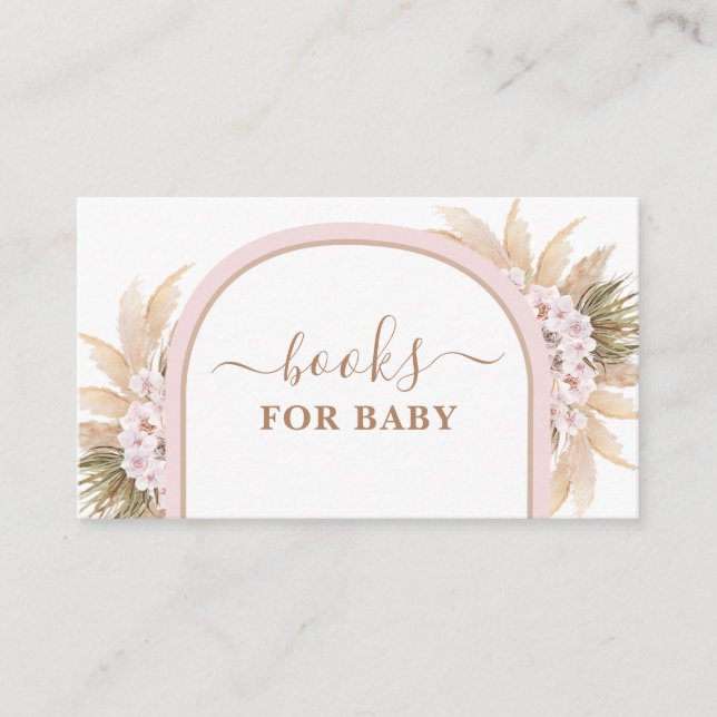 Carte D'accompagnement Boho Pampas Pink Livres en herbe pour Baby Girl Ca (Devant)