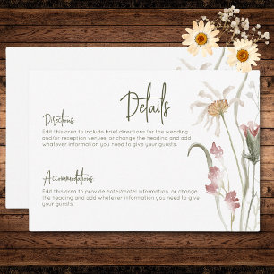 Carte D'accompagnement Boho Pastel Fleur sauvage Moderne Floral Détails