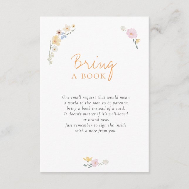 Carte D'accompagnement Boho Pastel fleurs Baby shower de calligraphie (Devant)