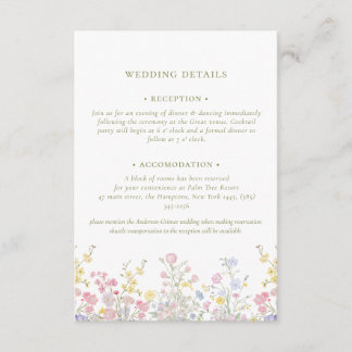Carte D'accompagnement Boho Pastel flowers Elegant Calligraphy Wedding E