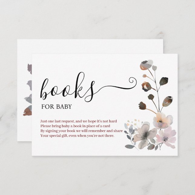 Carte D'accompagnement Boho Pastel Pink Flower Blooms Livres Pour Bébé (Devant / Derrière)