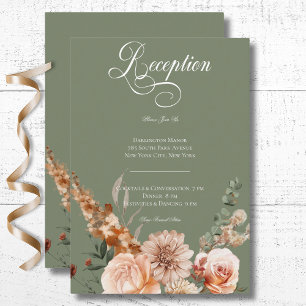 Carte D'accompagnement Boho Peach & Rust Floral Sage Green Réception