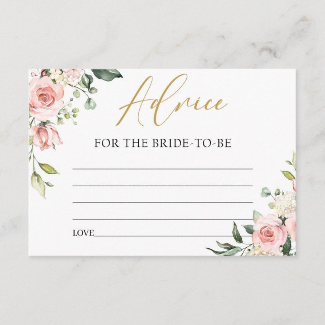 Carte D'accompagnement Boho pêche rose pâle conseil floral pour la mariée (Devant)