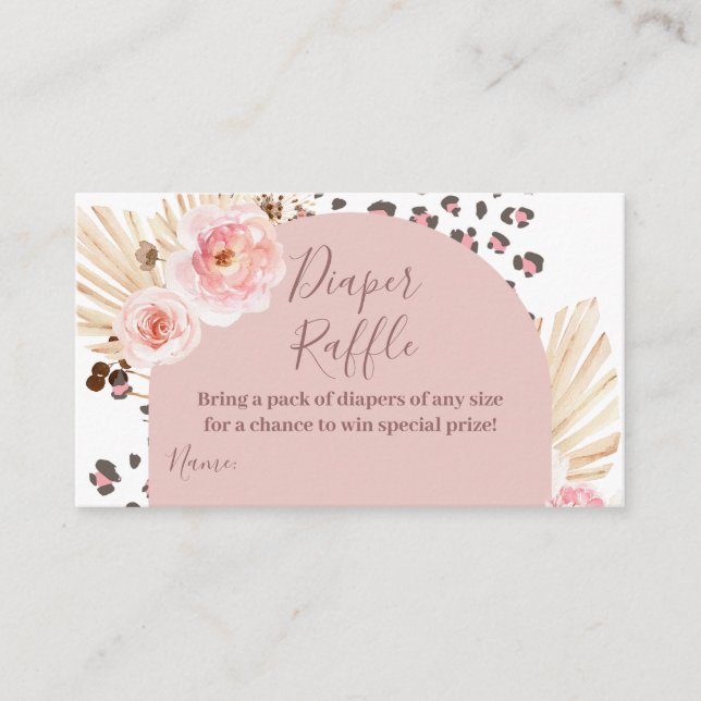 Carte D'accompagnement Boho Pink Animaux Jungle Diaper Raffle (Devant)