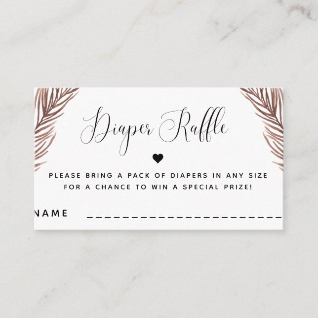 Carte D'accompagnement Boho Plante Coeur Baby shower d'été Déchets Raffle (Devant)