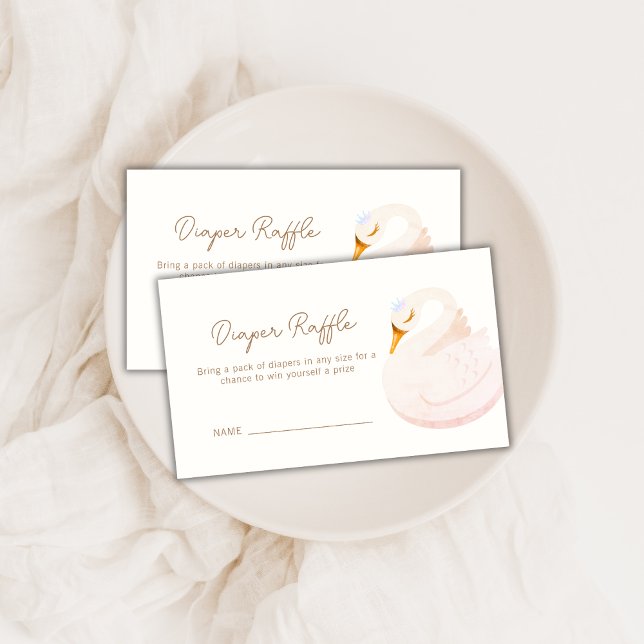 Carte D'accompagnement Boho Princess Swan Girl Baby shower de rousseur (Boho Princess Swan Girl Diaper Raffle Baby Shower Enclosure Card)