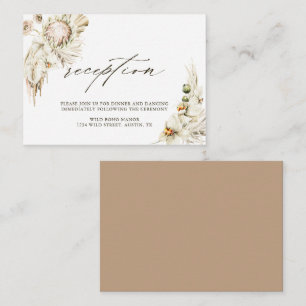 Carte D'accompagnement Boho Protea Pampas Grass Floral Mariage Réception