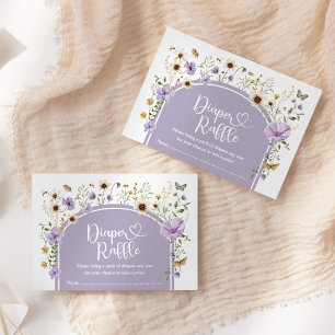 Carte D'accompagnement Boho Purple Fleur sauvage Diaper Raffle Baby Girl