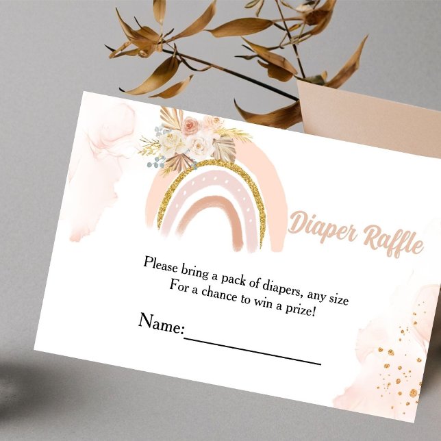 Carte D'accompagnement Boho Rainbow Grass baby shower demande de couche (Créateur téléchargé)