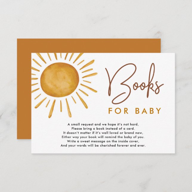 Carte D'accompagnement Boho Ray of Sunshine Livres pour bébé (Devant / Derrière)