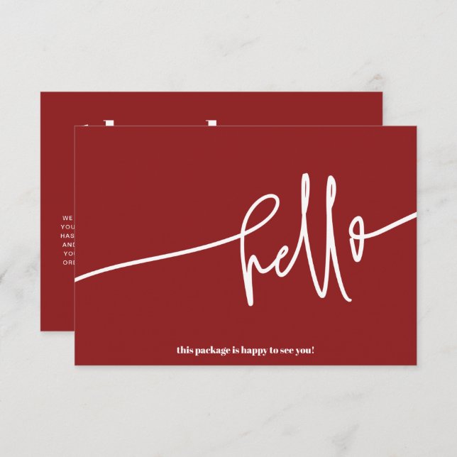 Carte D'accompagnement Boho Red Hello Merci Order Small Business (Devant / Derrière)