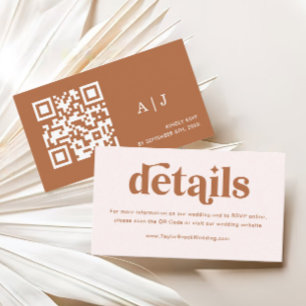 Carte D'accompagnement Boho Retro Cream Burnt Orange Détails du Mariage