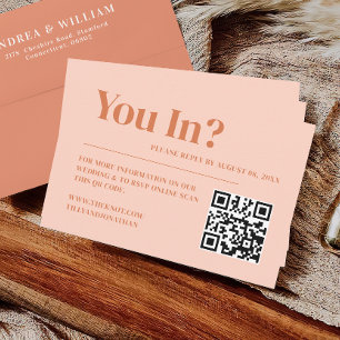 Carte D'accompagnement Boho Retro Peach Orange Mariage