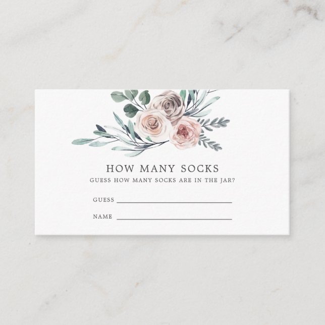 Carte D'accompagnement Boho Rose Baby shower Devine Combien De Chaussette (Devant)