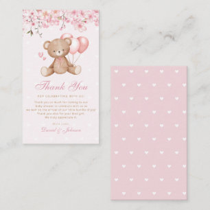Carte D'accompagnement Boho rose floral Teddy Baby shower d'ours Merci