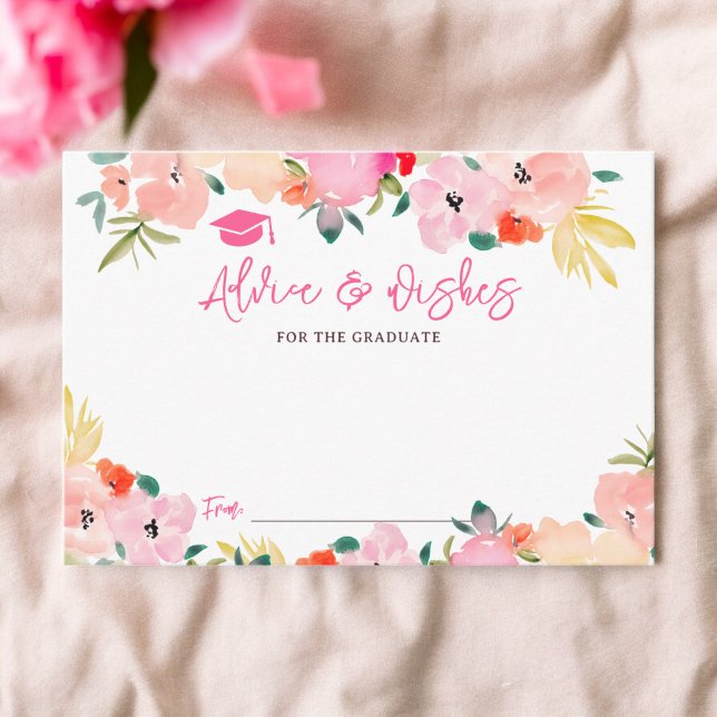 Carte D'accompagnement Boho rose jardin fleuri conseils souhaits graduati (Boho pink garden floral advice wishes graduation enclosure card)