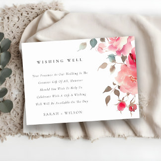 Carte D'accompagnement Boho Rose Rose rose Fleurs Mariage Wishing well