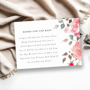 Carte D'accompagnement Boho Rouge Rose Fleurs Livres Pour Baby shower