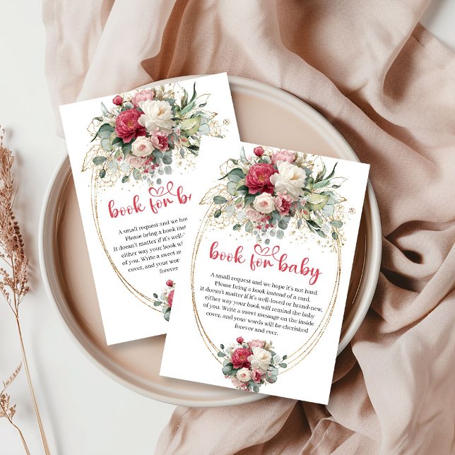 Carte D'accompagnement Boho Ruby Red Burgundy Greenery Book Request Card (Boho Ruby Red Burgundy Greenery Book Request Card)