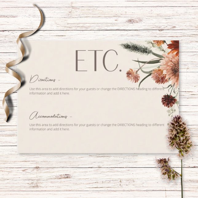 Carte D'accompagnement Boho Rust & Cream Fall Détails floraux (Créateur téléchargé)