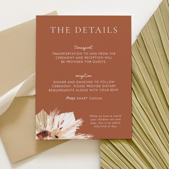 Carte D'accompagnement Boho Rust Terracotta Détails du Mariage (HAZEL | Boho Rust Wedding Suite - Matching items available)