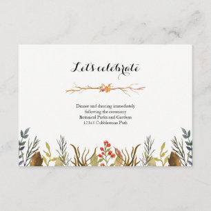 Carte D'accompagnement Boho Rustique Boho Bois Animaux Aquarelle Mariage