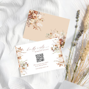 Carte D'accompagnement Boho Rustique Jardin Fleurs Mariage QR Code RSVP
