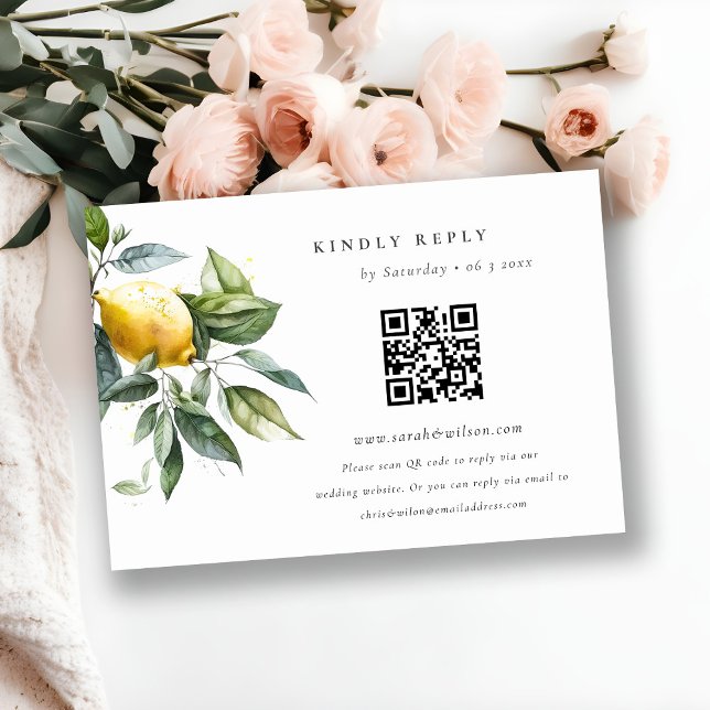 Carte D'accompagnement Boho Rustique Minimal Jaune Lemon Jardin Mariage (Créateur téléchargé)