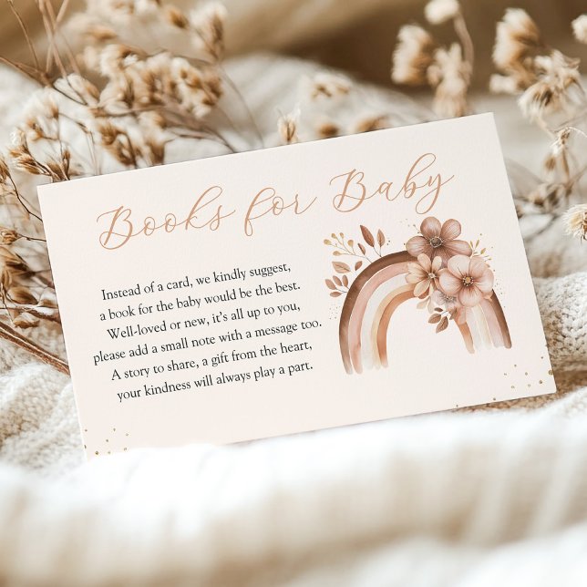 Carte D'accompagnement Boho rustique Neutral Rainbow Livres pour bébé (Créateur téléchargé)