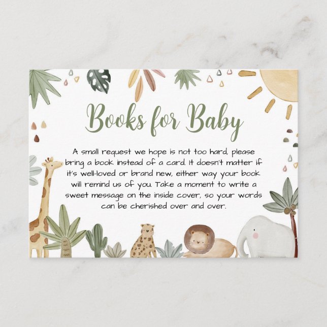 Carte D'accompagnement Boho Safari Baby shower Livres Pour Bébé (Devant)