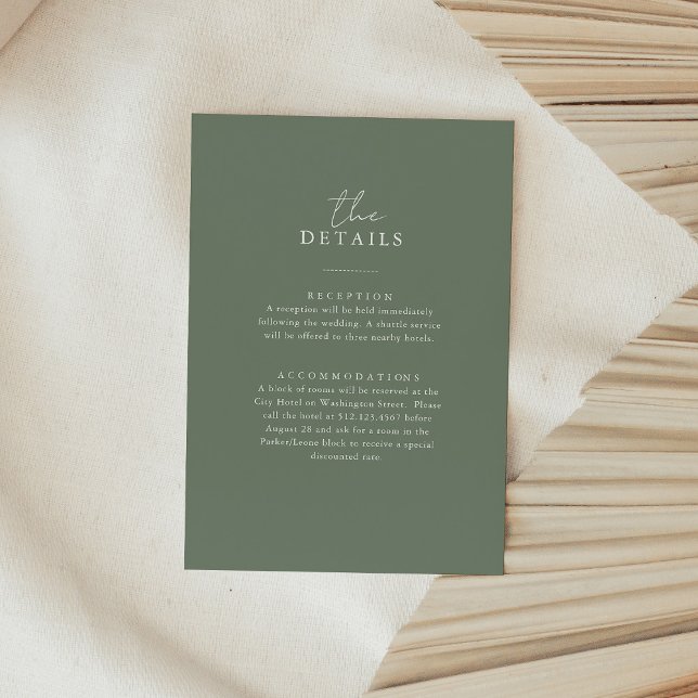 Carte D'accompagnement Boho Sage Green | Détails sur l'invité Mariage sim (Créateur téléchargé)