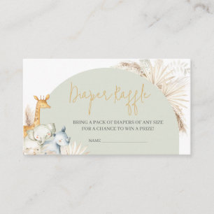 Carte D'accompagnement Boho Sage Green Safari Baby shower Déchets Raffle