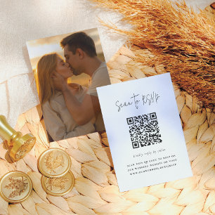 Carte D'accompagnement Boho Script Moderne Code QR Photo RSVP Mariage