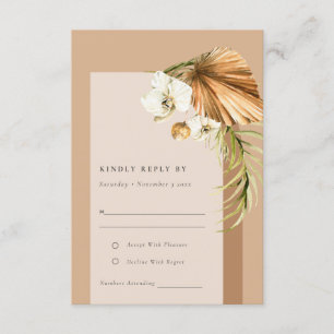 Carte D'accompagnement Boho séché Palm rouille Floral Arch Wedding RSVP