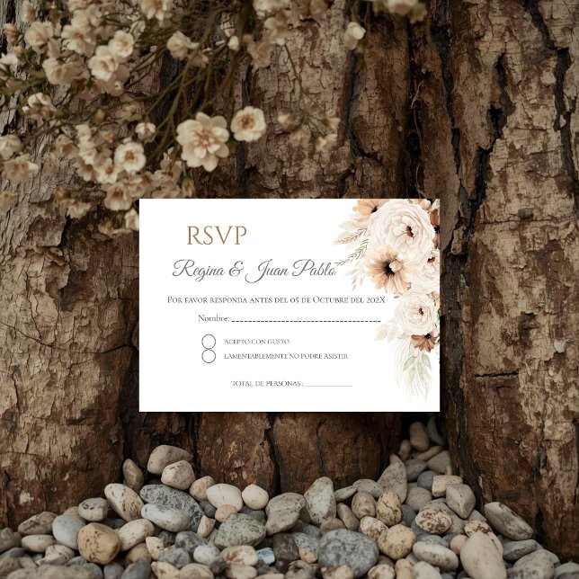 Carte D'accompagnement Boho Spanish Wedding RSVP Card (Créateur téléchargé)