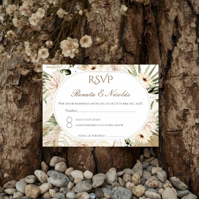 Carte D'accompagnement Boho Spanish Wedding RSVP Card (Créateur téléchargé)